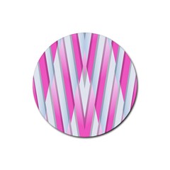 Geometric 3d Design Pattern Pink Rubber Coaster (round) 