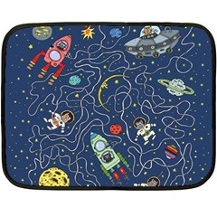 Cat Cosmos Cosmonaut Rocket Fleece Blanket (mini)
