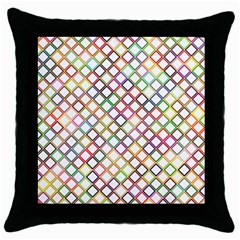 Grid Colorful Multicolored Square Throw Pillow Case (black)