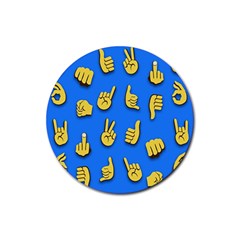 Emojis Hands Fingers Background Rubber Coaster (round) 
