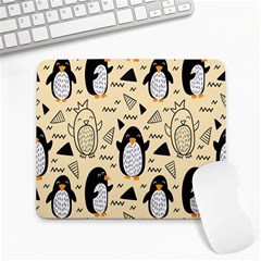 Hand Drawn Penguin Doodle Pattern Large Mousepads