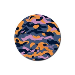 Camouflage Background Textile Uniform Seamless Pattern Rubber Coaster (round) 