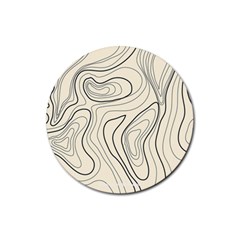 Topographic Lines Background Salmon Colour Shades Rubber Coaster (round) 