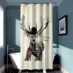 Xmas Deer Shower Curtain 36  X 72  (stall)