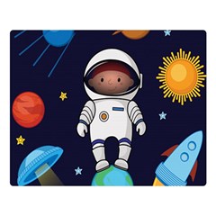 Boy Spaceman Space Rocket Ufo Planets Stars Double Sided Flano Blanket (large) 