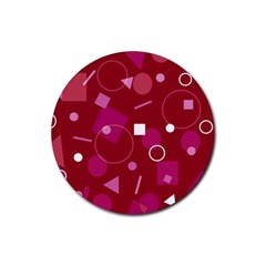 Lesbian Pride Flag Retro Shapes Pattern Rubber Coaster (round) 