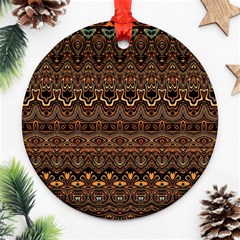 Boho Brown Gold Round Ornament (two Sides)