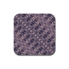 Violet Textured Mosaic Ornate Print Rubber Coaster (square) 