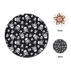 Skull And Cross Bone On Black Background Playing Cards Single Design (round)