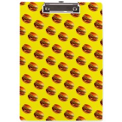 Vector Burgers, Fast Food Sandwitch Pattern At Yellow A4 Clipboard