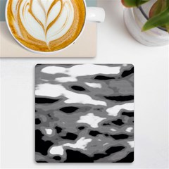 Black Waves Abstract Series No 1 Uv Print Square Tile Coaster 
