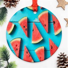 Watermelon Blue Background Ornament (round)