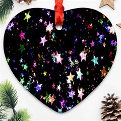 Stars Galaxi Heart Ornament (two Sides)