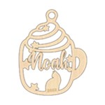Personalized Christmas Hot drink Cat Wood Ornament Front