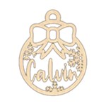 Personalized Ribbon Xmas Bubble Wood Ornament Front