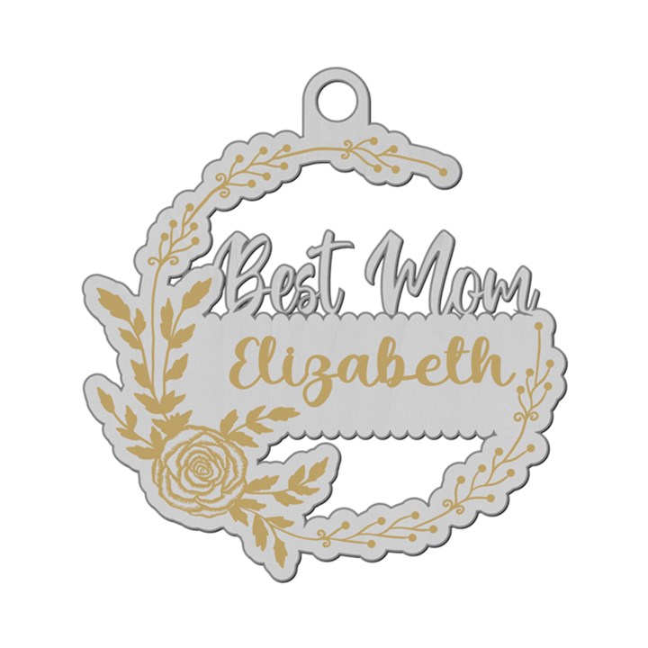 Personalized Best Mom Rose Wood Ornament