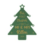 Personalized First Christmas Tree Green Wood Ornament Front