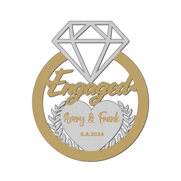  Personalized Name Diamond Ring Engaged  Wood Ornament