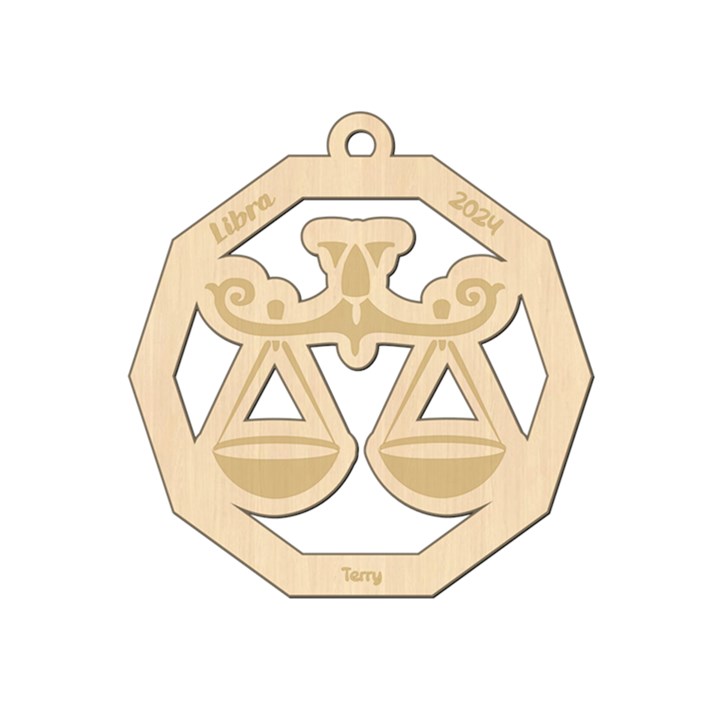 Personalized Zodiac Facts Libra Wood Ornament