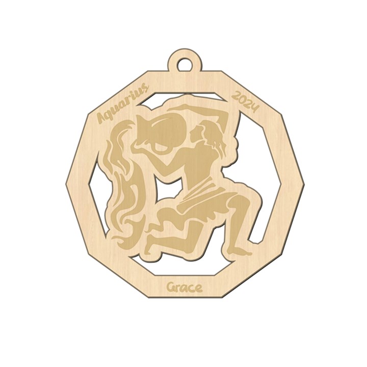 Personalized Zodiac Facts Aquarius Wood Ornament