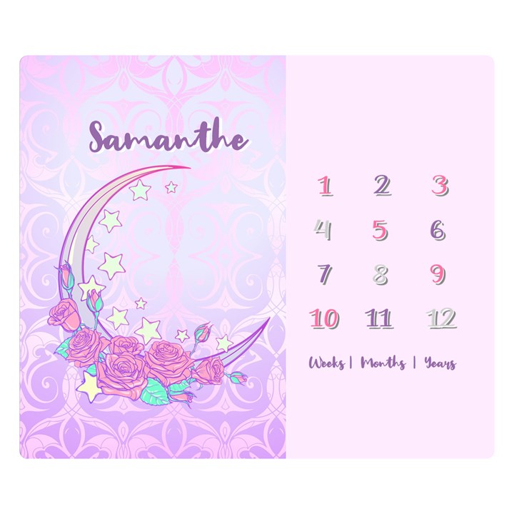 Personalized Baby Months Sweet Moon Rose Two Sides Premium Plush Fleece Blanket (Kids Size)