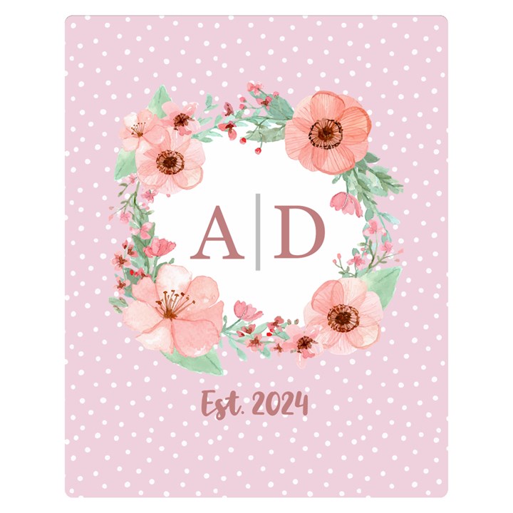 Personalized Name Flowers Wedding Gift Two Sides Premium Plush Fleece Blanket (Teen Size)