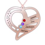 Personalized 4Names Heart 925 Sterling Silver Name Pendant Necklace Front