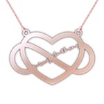 Personalized Double Name Heart 925 Sterling Silver Name Pendant Necklace Front