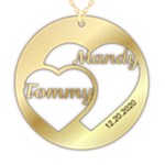 Personalized 2 Names Heart Circle 925 Sterling Silver Name Pendant Necklace Front
