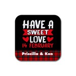 Personlized Valentine Plaid Pattern Rubber Coaster (Square) Front
