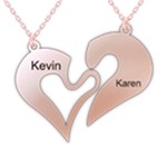 Personalized 2 Names Heart 925 Sterling Silver Pendant Necklace Front