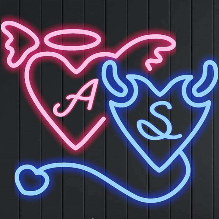 Personalized Heart Devil Angel Initial Neon Signs and Lights