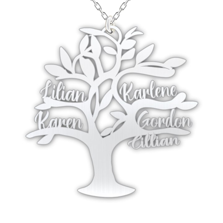 Personalized Name Family Tree 4-5 People 925 Sterling Silver Pendant Necklace