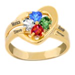 Classic 4 Name Heart Ring 925 Sterling Silver Ring Front