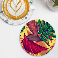 Monstera Tropical Design Beach Uv Print Round Tile Coaster