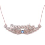 Personalized Name Wing 925 Sterling Silver Pendant Necklace Front