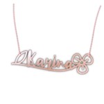 Personalized Name Flower Line 2 925 Sterling Silver Name Pendant Necklace Front