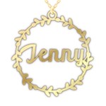 Personalized Name Plant Frame 925 Sterling Silver Pendant Necklace Front