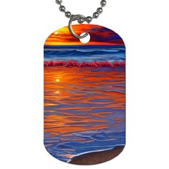 Sunset At The Beach Dog Tag (one Side)