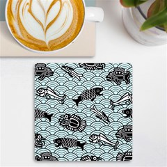 Fish Koi Ocean Sea Oriental Waves Uv Print Square Tile Coaster 