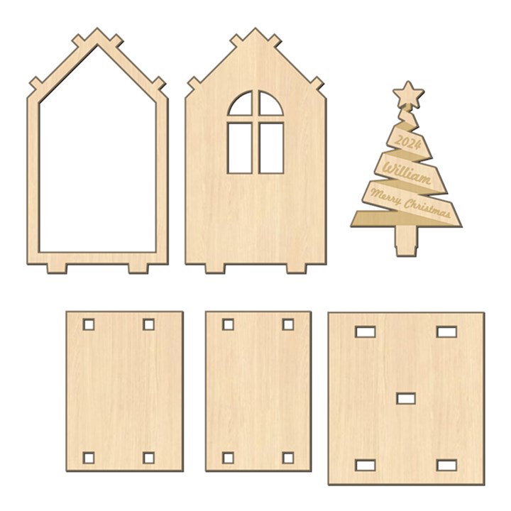 3D House 5 Wood Ornament