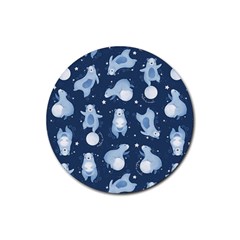 Bear Pattern Patterns Planet Animals Rubber Coaster (round)