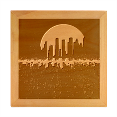 Futuristic Cityscape Wood Photo Frame Cube