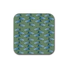 Fishes Pattern Background Theme Rubber Coaster (square)