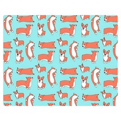 Corgis On Teal Two Sides Premium Plush Fleece Blanket (medium)
