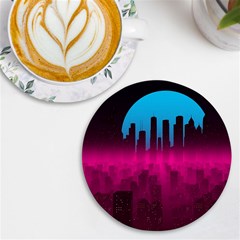 Futuristic Cityscape Uv Print Round Tile Coaster