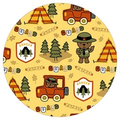 Seamless Pattern Funny Ranger Cartoon Round Trivet