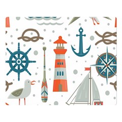 Nautical-elements-pattern-background Two Sides Premium Plush Fleece Blanket (large)