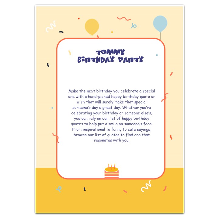 Birthday Invitation Card 5  x 7 