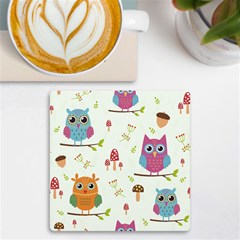 Forest-seamless-pattern-with-cute-owls Uv Print Square Tile Coaster 